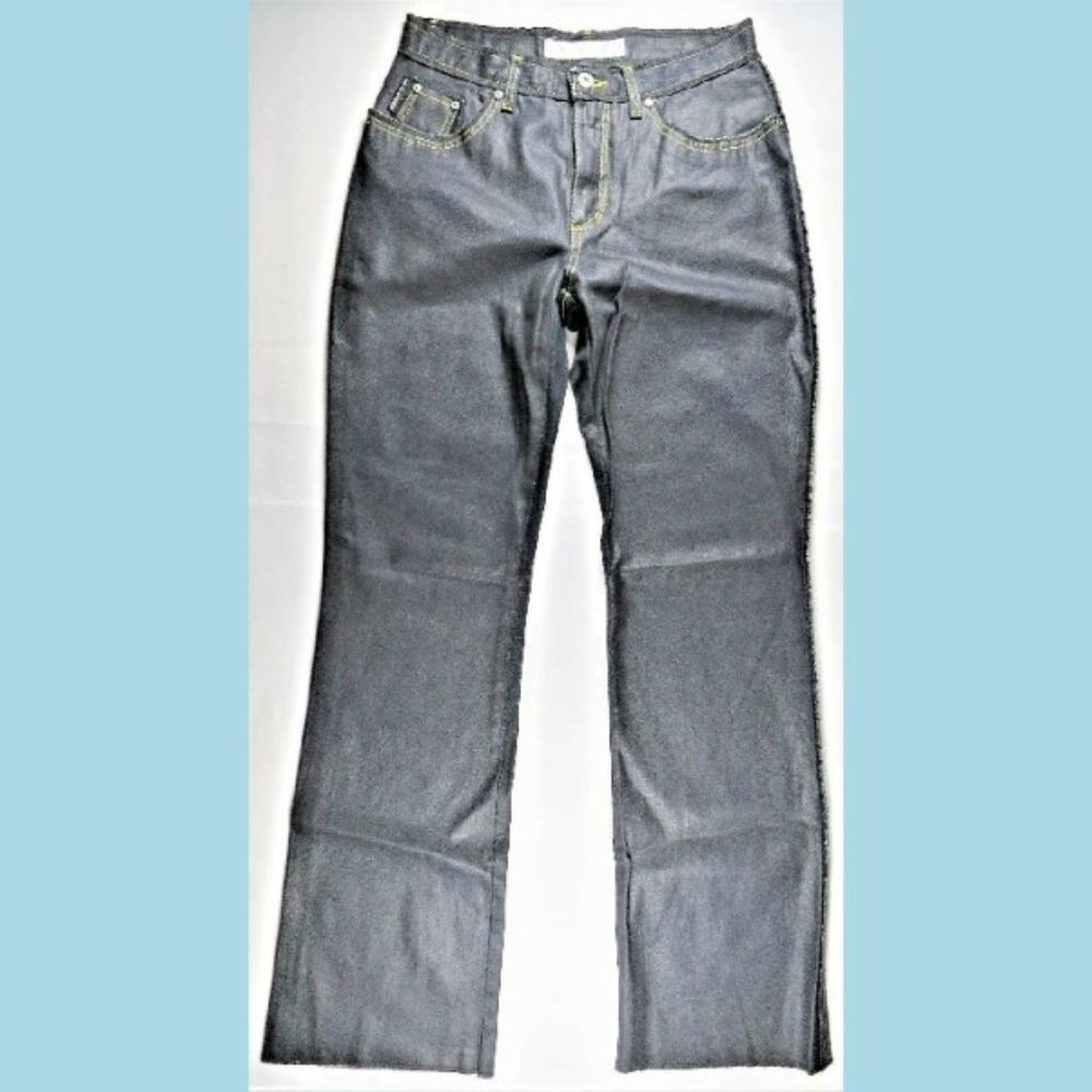 Krizia Jeans 30/32 Dark Blue Coated Denim Straight